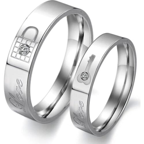 MANGOSKY Lock ring of Korean couple titanium wholesale fashion trendsetter 4 5mm for male and female lock and key Lettering