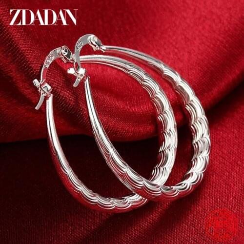 ZDADAN 2021 New Arrival 925 Sterling Silver Oval Hoop Earrings For Women Fashion Engagement Jewelry Party Gift Wholesale