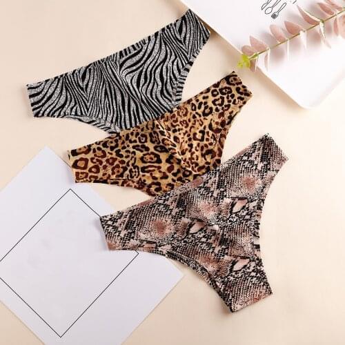 Womens Sexy Panties Cotton for Girls Bikini Low-waisted underwear women Leopard Ice Silk Pantie Briefs Shapewear Body Lingerie