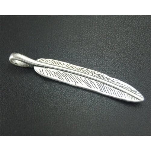 15pcs Silver Color Large Leaf Pendant DIY Necklace Jewelry Findings 56x10mm A1861