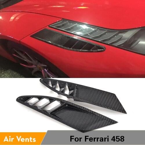 2PCS Carbon Fiber Front Air Intake Flow Vents for Ferrari 458 Base Coupe 2-Door 2011 - 2013 Fender Decoration Stickers