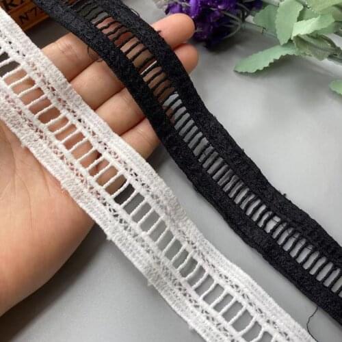 2 Yards 3 cm White Black Mesh Lace Trim Applique Polyester Cotton For Garments Dress Trimmings Home Textiles Sewing Lace Fabric