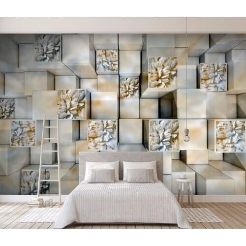 3D Wallpaper Modern Geometric Pattern Wallpaper Home Decor Marble flower Wall Mural for Bedroom TV Background Wallcovering