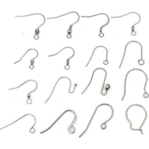 50Pcs Hypoallergenic Surgical Stainless Steel Multi Design Blank Ear Wire Fish Hooks for DIY Earring Jewelry Making Findings