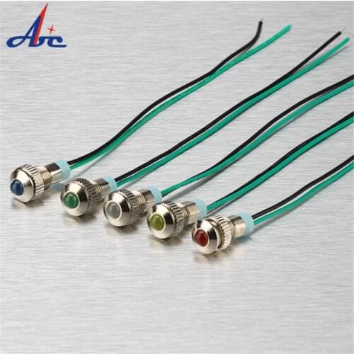 6MM 8MM Ball Head Metal Mini Indicator Light WaterProof 16V 12V 24V 220V LED Pilot Lamp With Wire