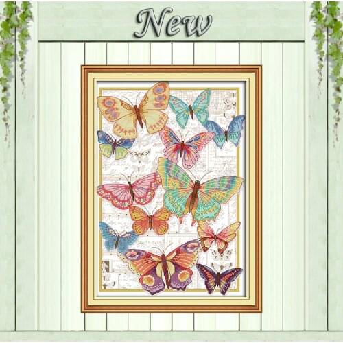 Butterflies fly freely colorful diy painting counted printed on canvas DMC 14CT 11CT Cross Stitch Needlework Sets Embroidery kit