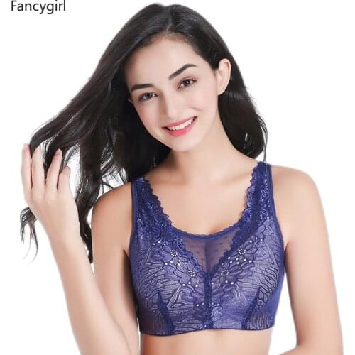 Lace Bras for Women Push Up Pocket Bra Can Be Put In Silicon Inserts 4 Rows Bottons Mastectomy Bra for Breast Cancer Female