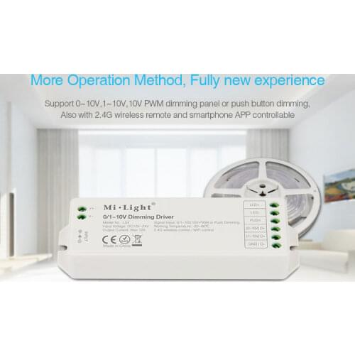 DC12V-24V Mi Light Ls4 led controller 0/1~10V PWM or Push Dimming Signal led Dimming Driver for 5050 3528 single color led strip