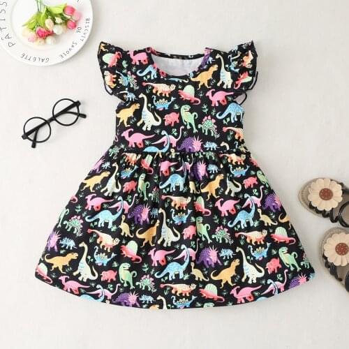 New Baby Girl Clothes Dress Casual Color Unicorn Dinosaur Lovely Korean Summer Cotton Clothing Children Kids Baby Girl Dresses