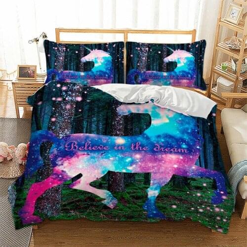 Starry Sky Unicorn Home Textile Pillow Case 3D Bed Linen Duvet Covers Comforter Bedding Sets Bed Set Home Decor Bedding