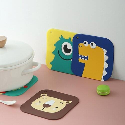 Household Thickening Anti-scalding Dining Table Round Square Creative Bowl Mat Cartoon Cute Coaster Hanging Silicone