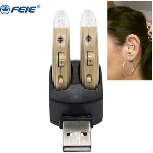 Double Rechargeable Hearing Aids With USB Ear Aid Sound Amplifier For the Elderly Hearing Loss Device S-109S Free Shipping