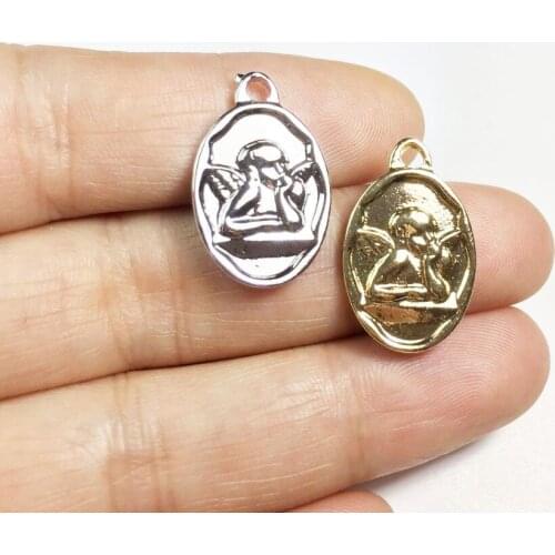 Eruifa 10pcs 14*22mm Pretty Angel Zinc alloy DIY Charms Pendant Jewelry handmade DIY 2 Colors