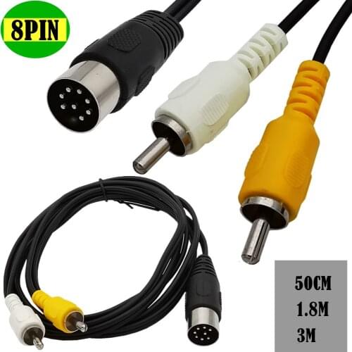 Din 8 Pin to 2RCA Cable 8Pin Din Male Plug to 2-RCA Male Audio Adapter Cable for Musical instrument audio equipment