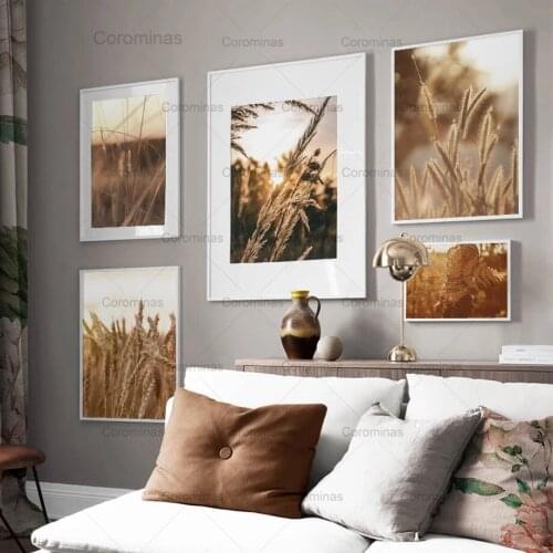Farm Plant Leaves Canvas Painting Wheat Landscape Quotes Nordic Posters and Prints Wall Art Pictures for Living Room Decoration
