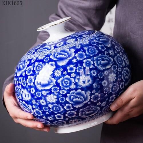 Classical Blue Flower Porcelain Storage Jar Large-capacity Ceramic Tea Caddy Decoration Candy Coffee Bean Storage Jar Home Decor