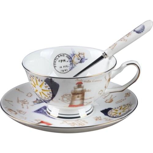 British Style Flower Bone China Coffee Cup and Saucer Set High-end Afternoon Tea Pastoral Style Flower Tea Cup