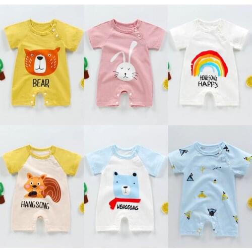 Newborn Baby Rompers Cotton Short Sleeve Jumpsuit 0-2Y Infant Boys Girls Onesie Clothes Cartoon Toddler Rompers Summer
