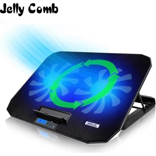 Jelly Comb Laptop Cooler 2 USB Ports and Two Cooling Fan Adjustable Speed Laptop Stand for 12-15.6 inch with LED Display