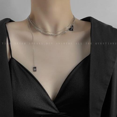 Love heart pendant cold wind multi-layered stacked collarbone chain personality temperament niche minimalist necklace female