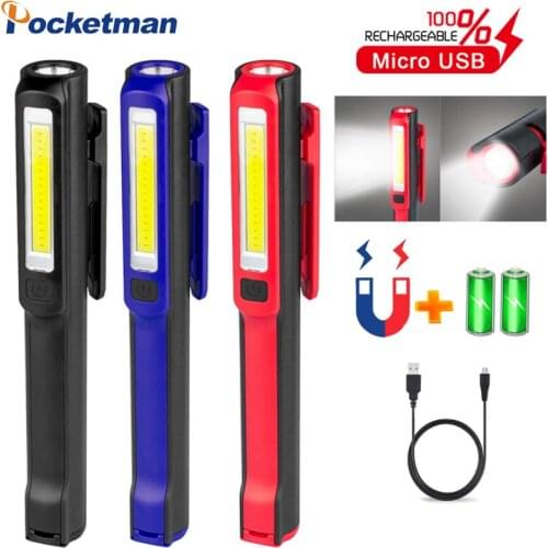 30000LM USB Rechargeable Flashlight Magnetic Pen Lamp Hand Torch Lanterna COB Work Light For Camping Lantern Car Repair Lamp