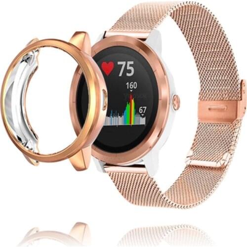 Metal Milan Strap For Garmin Vivoactive 3 4 4S Strap Venu 2s SQ Band With Case TPU Screen Protector Bracelet Forerunner 245 band