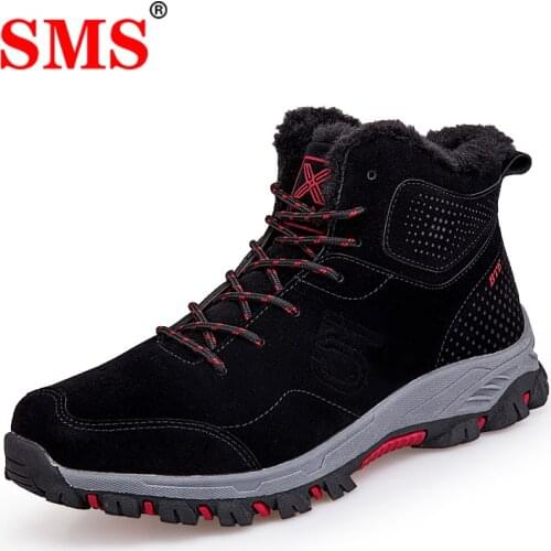 SMS Men Shoes Winter Sneakers Middle-aged Warm Cotton Hiking Shoes Tactical Boots With Fur Outdoor Mountain Hiking Boot Unisex