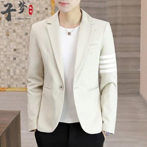 2021 Mens Arm Striped Slim blazer Youth Casual All-Matching blazer