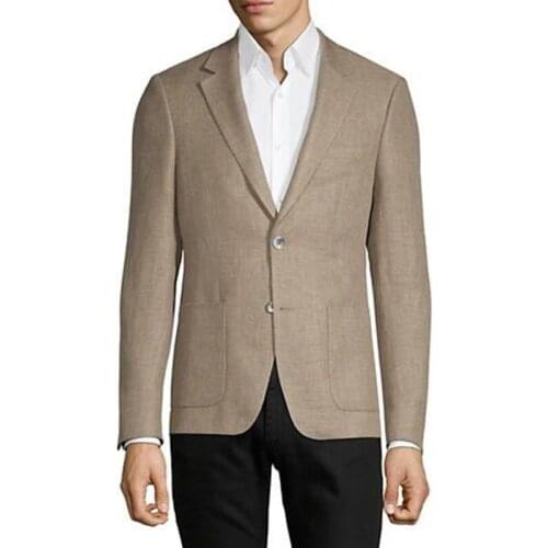 ANNIEBRITNEY Khaki 2 Piece Men Slim Fit Linen Summer Suit 2020 Summer Beach Groom Wedding Tuxedo Tailor Made Casual Men Suit