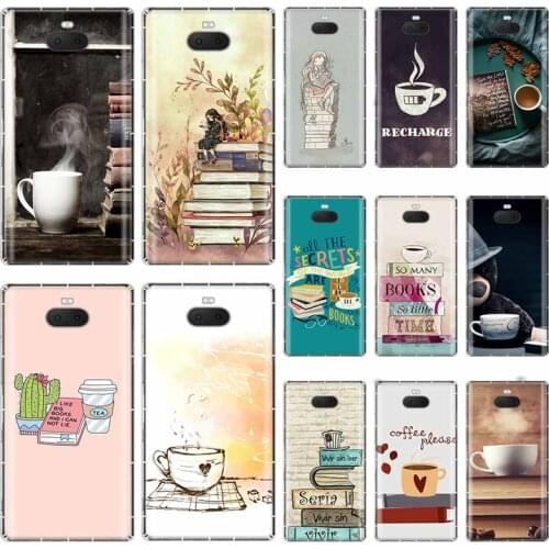 Books Coffee For Sony Xperia X XA XA1 XA2 XA3 XZ XZ1 XZ2 XZ3 XZ4 L1 L2 L3 Plus Compeact Soft TPU Case