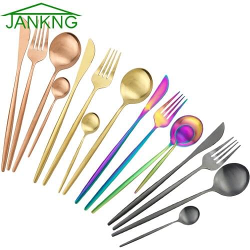 4Pcs/1Pc Matte Flatware Set 304 Stainless Steel Dinnerware Set Gold Cutlery Set Knife Fork Spoon Tableware Kitchen Silverware