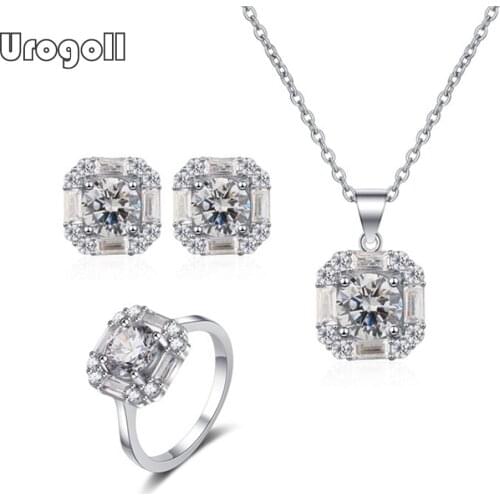 Fashion Pure 925 Sterling Silver Bridal Jewelry Sets Luxury Necklaces Earring Ring For Women Engagement Silver 925 Jewelry