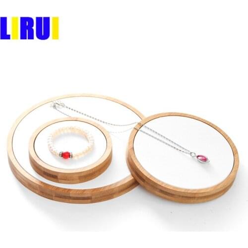 New Arrival Round Bamboo Three-piece Jewelry Display Stand Earrings Nexklaces Pendants Jewelry Props Simple Jewelry Packaging