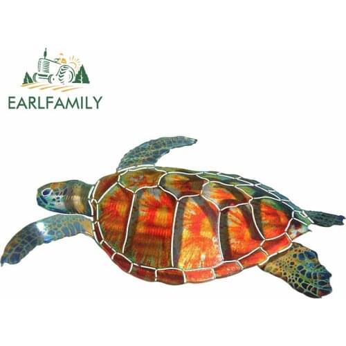 EARLFAMILY 13cm x 6.3cm For Turtle Personality Creative Car Stickers Waterproof Decal Scratch-proof Vinyl Material Decoration