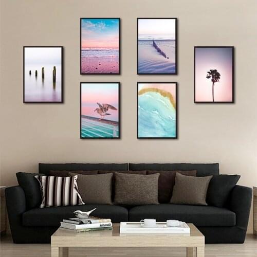 Landscape Painting Wall Art Pink Dandelion Sky Beautiful Poster Home Decoration Canvas Painting for Bedroom Living Room