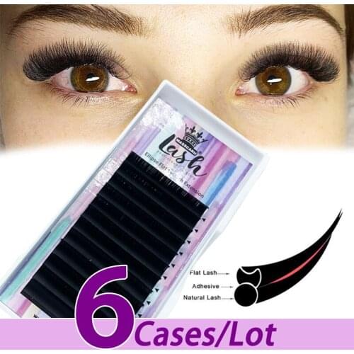 6pcs/lot MASSCAKU ellipse flat eyelash extensions double layer c/d curl handmade flat lashes tray super flat lash extensions