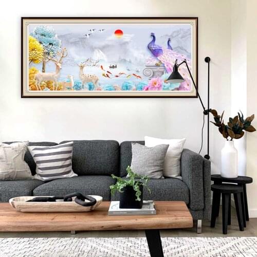 Full Round Square Diamond Painting Animals Peacock 5D DIY Mosaic Diamond Embroidery Tree Landscape Cross Stitch Kits Home Decor