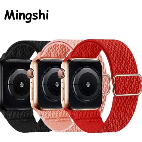 Nylon Loop Watch band for Apple Watch Band 6 38mm 40mm 42mm 44mm Iwatch Series 6 5 4 3 2 Bohemia Elastic Watch Replacement Strap
