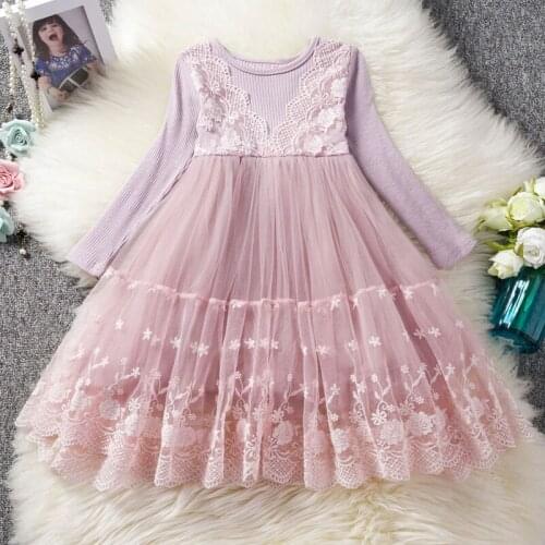 Autumn&Winter Children Clothes Girl Flower Girl Vestidos Birthday Wear Long Sleeve Party Gown 3-8Y Kid Princess Causal Dress