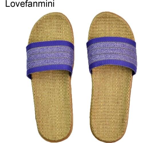 Natural linen slippers summer home indoor sandals mens womens unisex spring and autumn couples landing guests flax Non-slip521