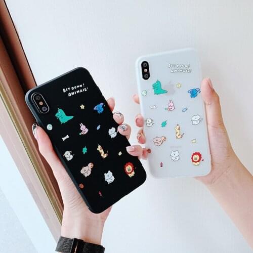 Cartoon lion dinosaur Elephant Simple funny cute Phone case silicone cover for coque iPhone 7 7 Plus 8 6s Plus X XR xs max case