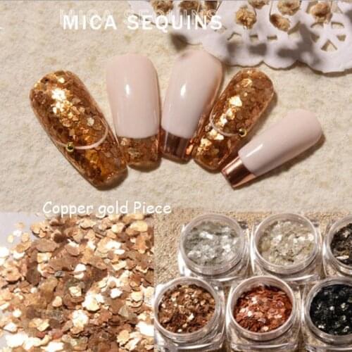 Nail Art Mica Slices Ultrathin Metal Copper Flake Irregular Bronze Gravel Paillette Glitter Manicure Accessories 6pcs/set