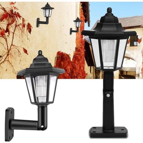 Solar Hexagonal Palace Lamp LED Wall Light White Path Way Lighting Outdoor Mount Landscape Garden Lamp Wall P7A4