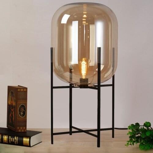 Modern Glass Table Lamp Simple Smoke Grey Desk Lamp New for Living Room Study Home Decoration Home Lighting Table Lamps TA011