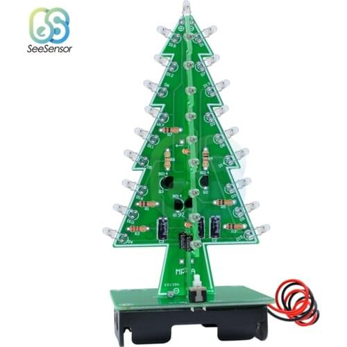 Three-Dimensional 3D Christmas Tree LED DIY Kit Red/Green/Yellow RGB LED Flash Circuit Kit Electronic Fun Suite Holiday Decor
