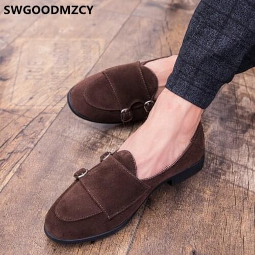 Double Monk Strap Shoes Brown Dress Loafers Men Dress Shoes Italian Wedding Dress 2020 Coiffeur Office Shoes Men Formal Dress