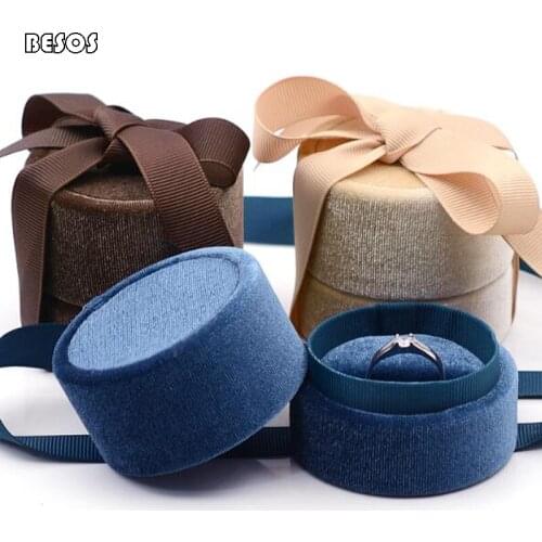 High Grade Pure Color Corduroy Thread Ribbon Gift Box Wedding Holiday Necklace Ring Brooch Package Decorative Cardboard Gift Box