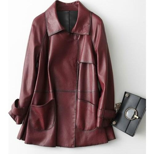 Genuine New 2020 Leather Jacket Women Spring Autumn Jackets Long Slim 100% Real Sheepskin Coat Streetwear Female 29054 s