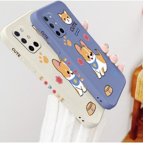 Pet Fun And Cute Corgi Lens Protection Case For Oneplus 8t Soft Liquid Silicone Phone Cover For 9 9pro 9r pro Case