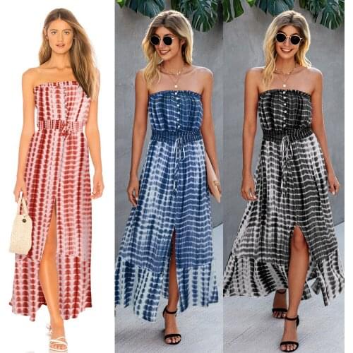 Women Summer Dress 2021 New Supply Fashion tie-dye Female Long Backless Dress That Wipe A Bosom Vestido De Mujer ONYLQ211S3176